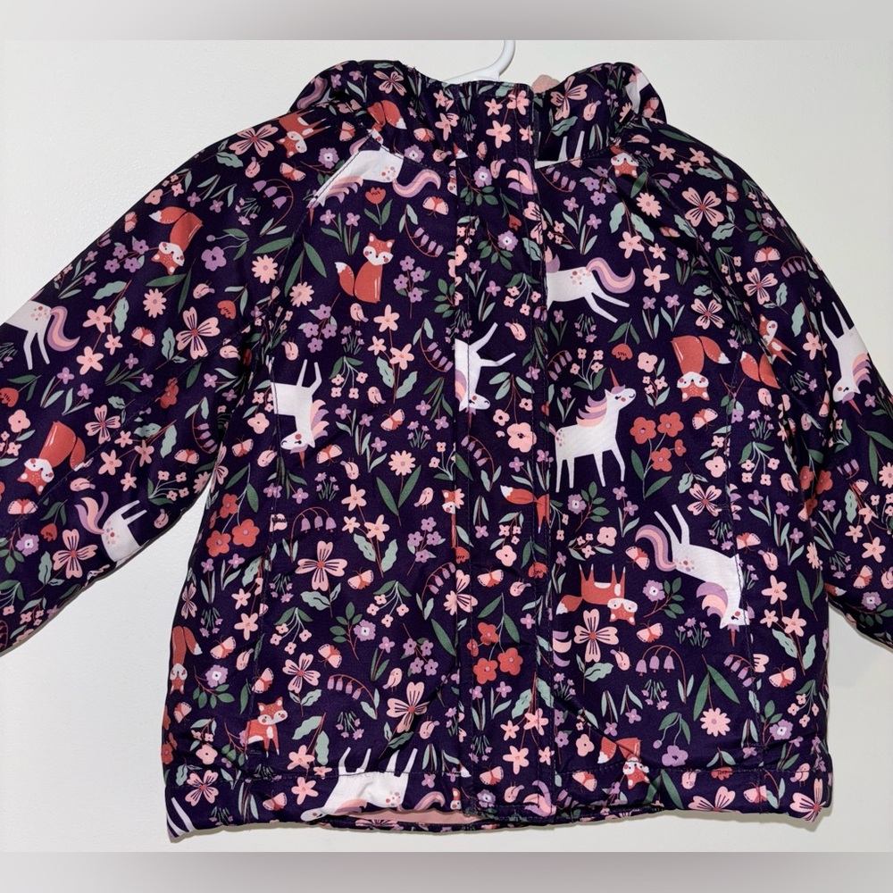 Cat & Jack Kids Puffer Jacket - Purple with Multicolor Print